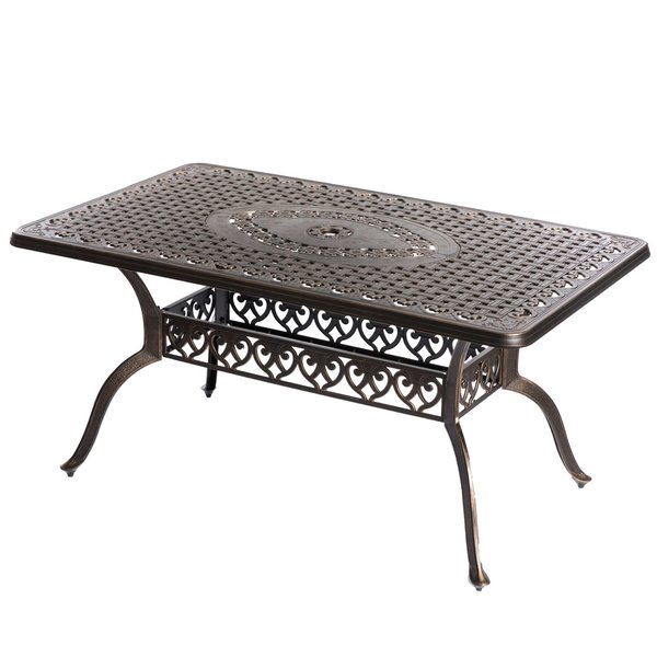 Gardenised Indoor and Outdoor Bronze Dinning Table Bistro Patio Cast Aluminum. QI003958T